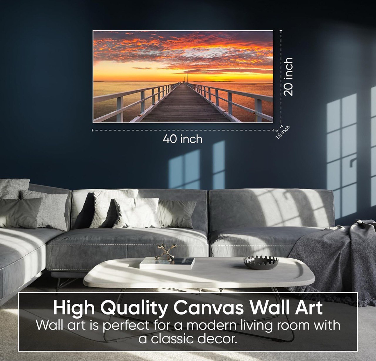 Large Sunset Wall Art Canvas Wall Painting for Living Room Framed