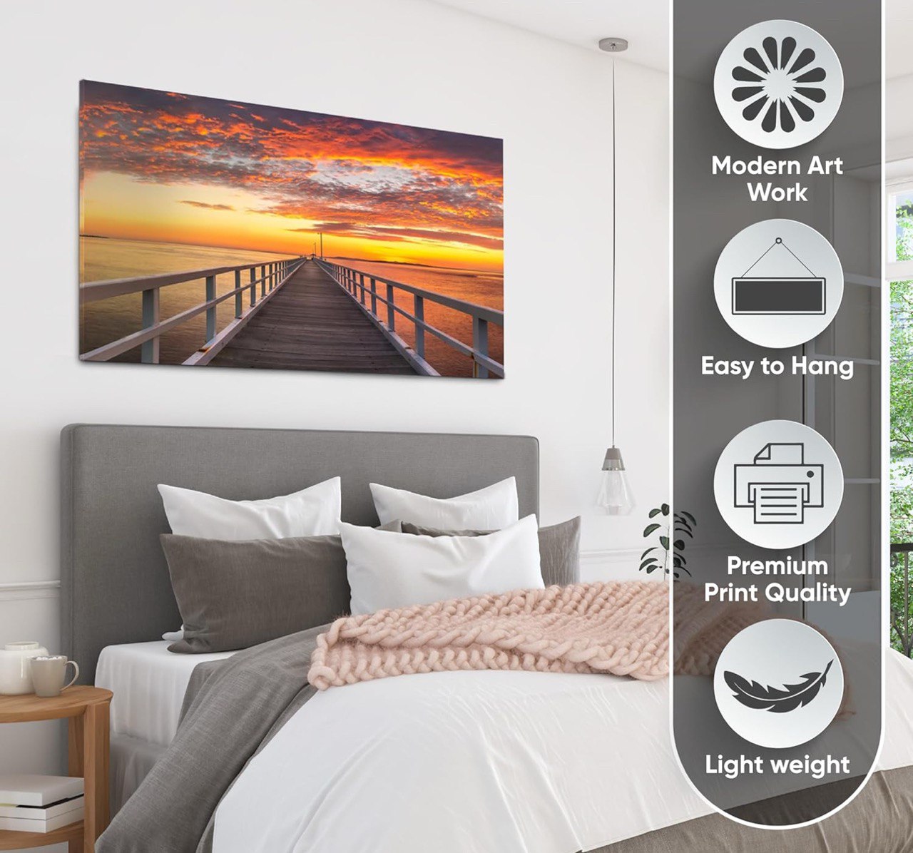 Large Sunset Wall Art Canvas Wall Painting for Living Room Framed