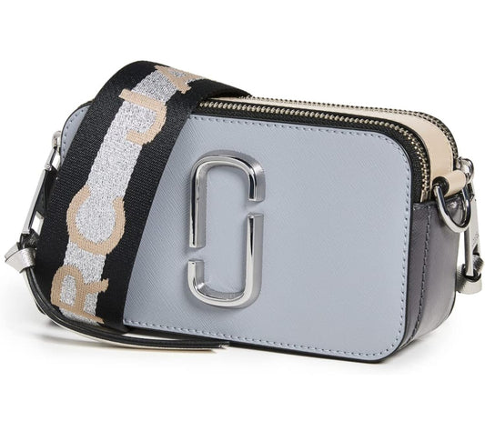 Marc Jacobs Women's The Snapshot Grey Multi Leather Shoulder Bag Crossbody Purse & Dust bag
