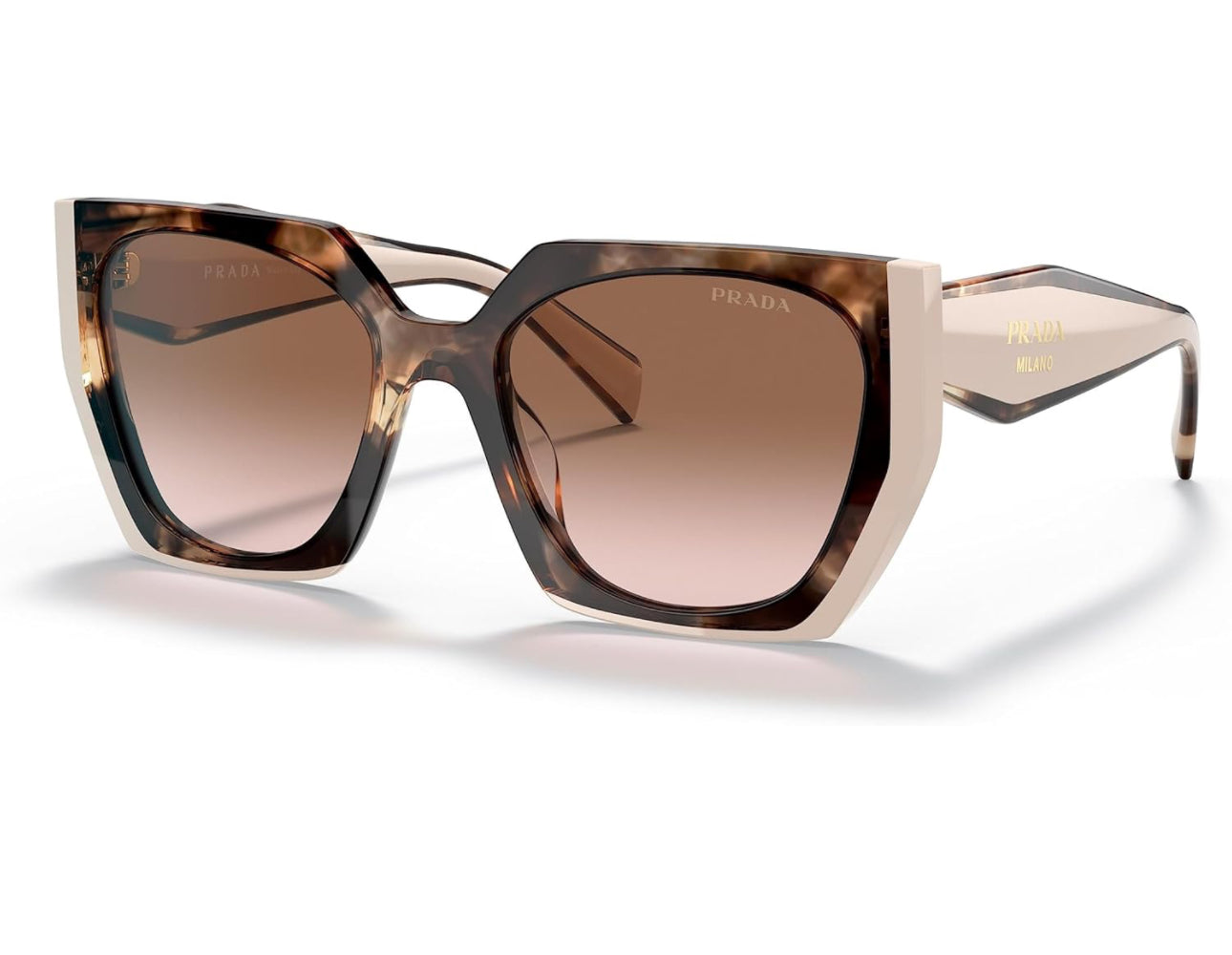 NEW Prada Cat Eye Sunglasses PR15WS 01R0A6 Tortoise Caramel Powder Frame, Brown Gradient Lenses