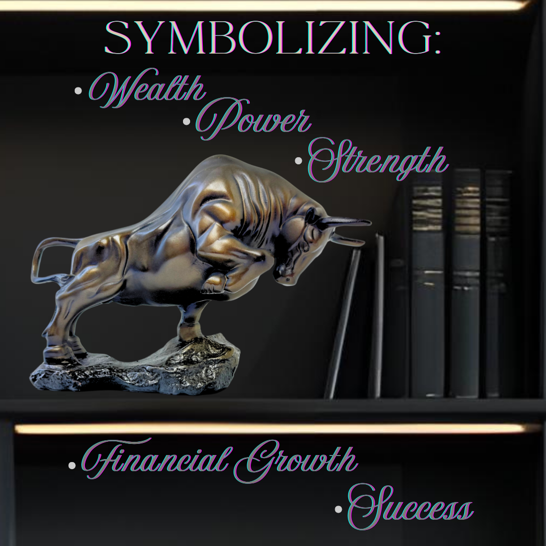 Charging Bull Statue – 9” Bronze Finish Figurine for Wealth, Strength & Success – Office Desk, Home Decor, Stock Market Gift