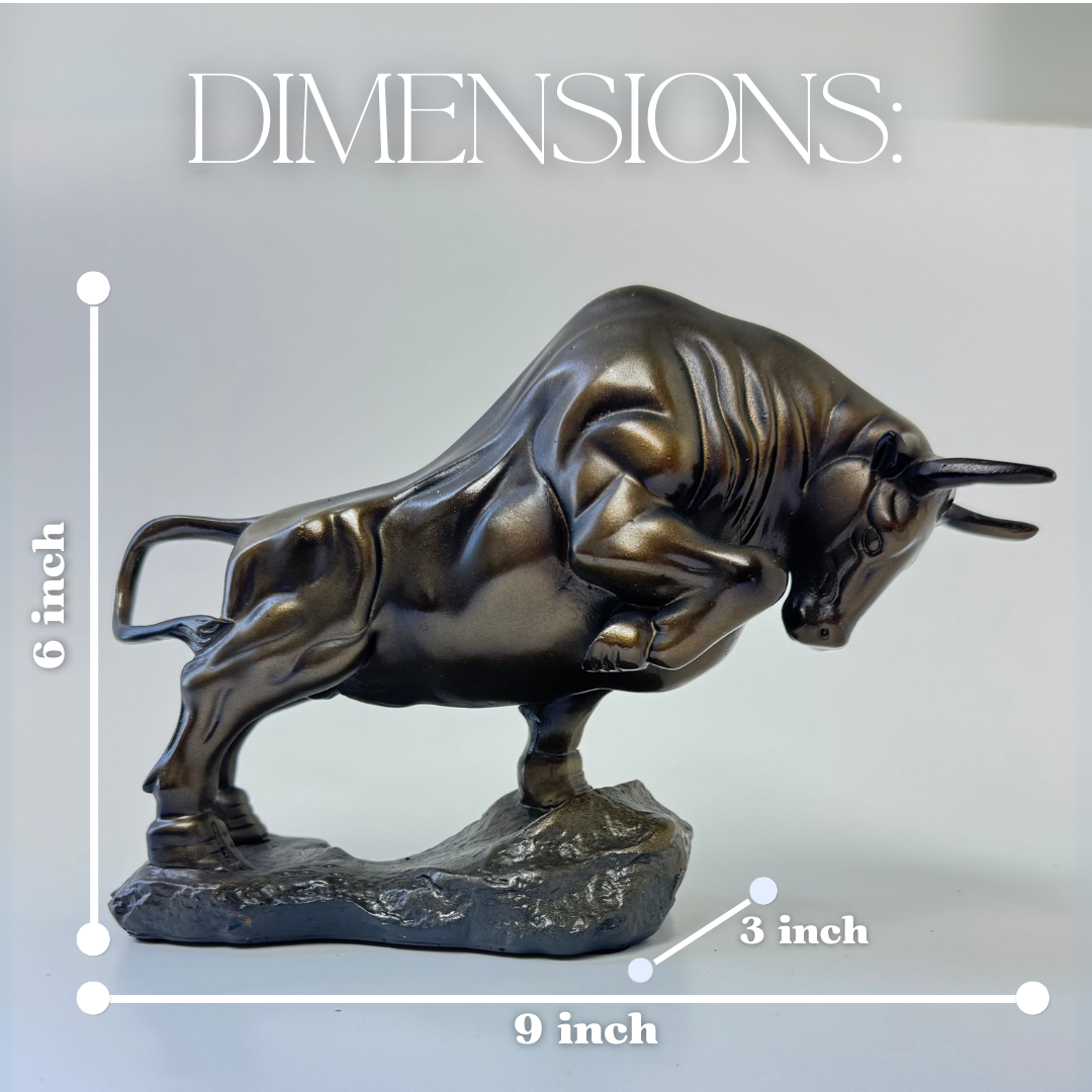 Charging Bull Statue – 9” Bronze Finish Figurine for Wealth, Strength & Success – Office Desk, Home Decor, Stock Market Gift