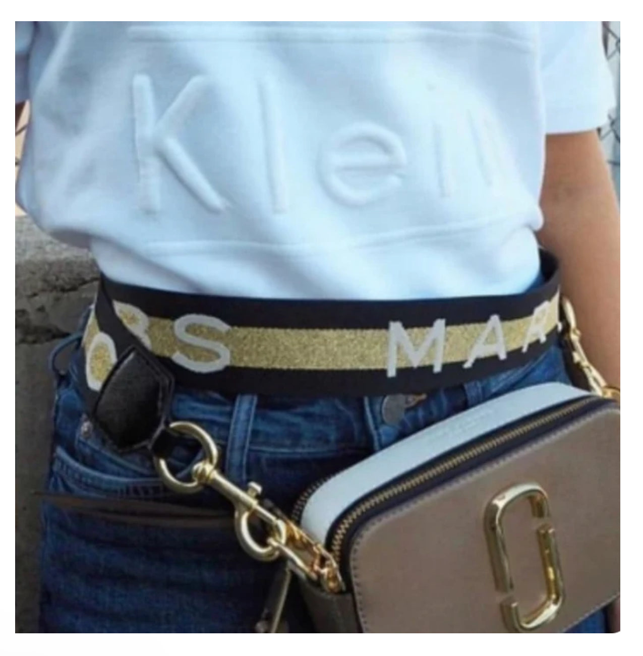 Marc Jacobs The Snapshot Dark Beige&White Color block Shoulder Bag, French Grey Multi Crossbody