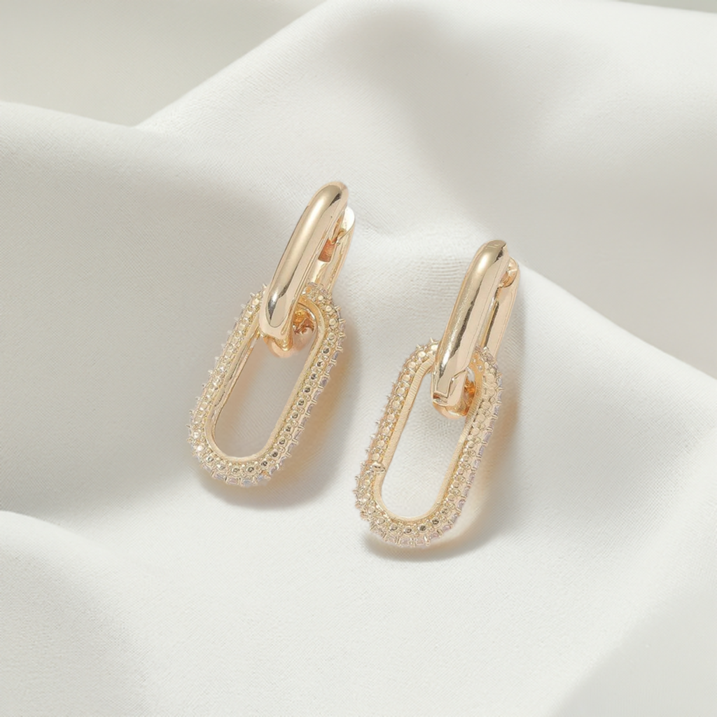 Chain Link Earrings for Women Gold Plated Paperclip Link Earrings