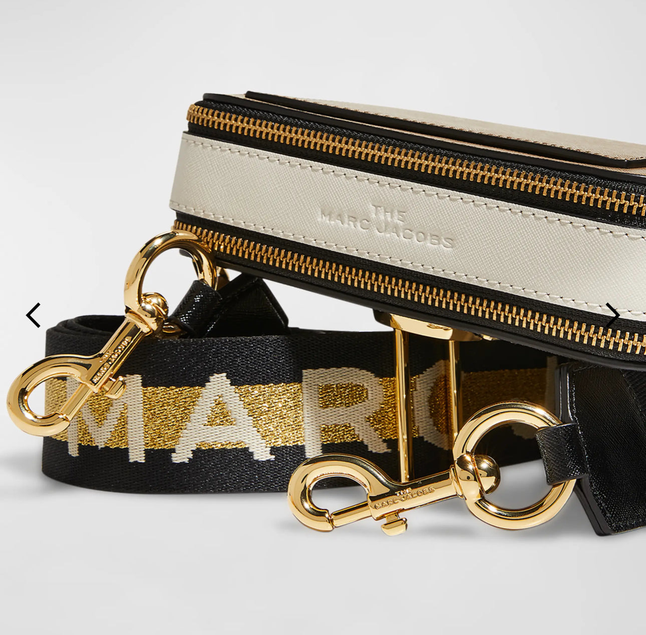 Marc Jacobs The Snapshot Dark Beige&White Color block Shoulder Bag, French Grey Multi Crossbody