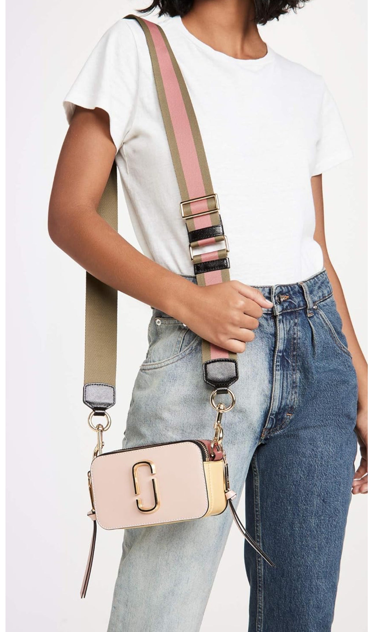 Marc Jacobs Women's The Snapshot Rose Multi Leather Shoulder Bag Crossbody Purse & Dust bag