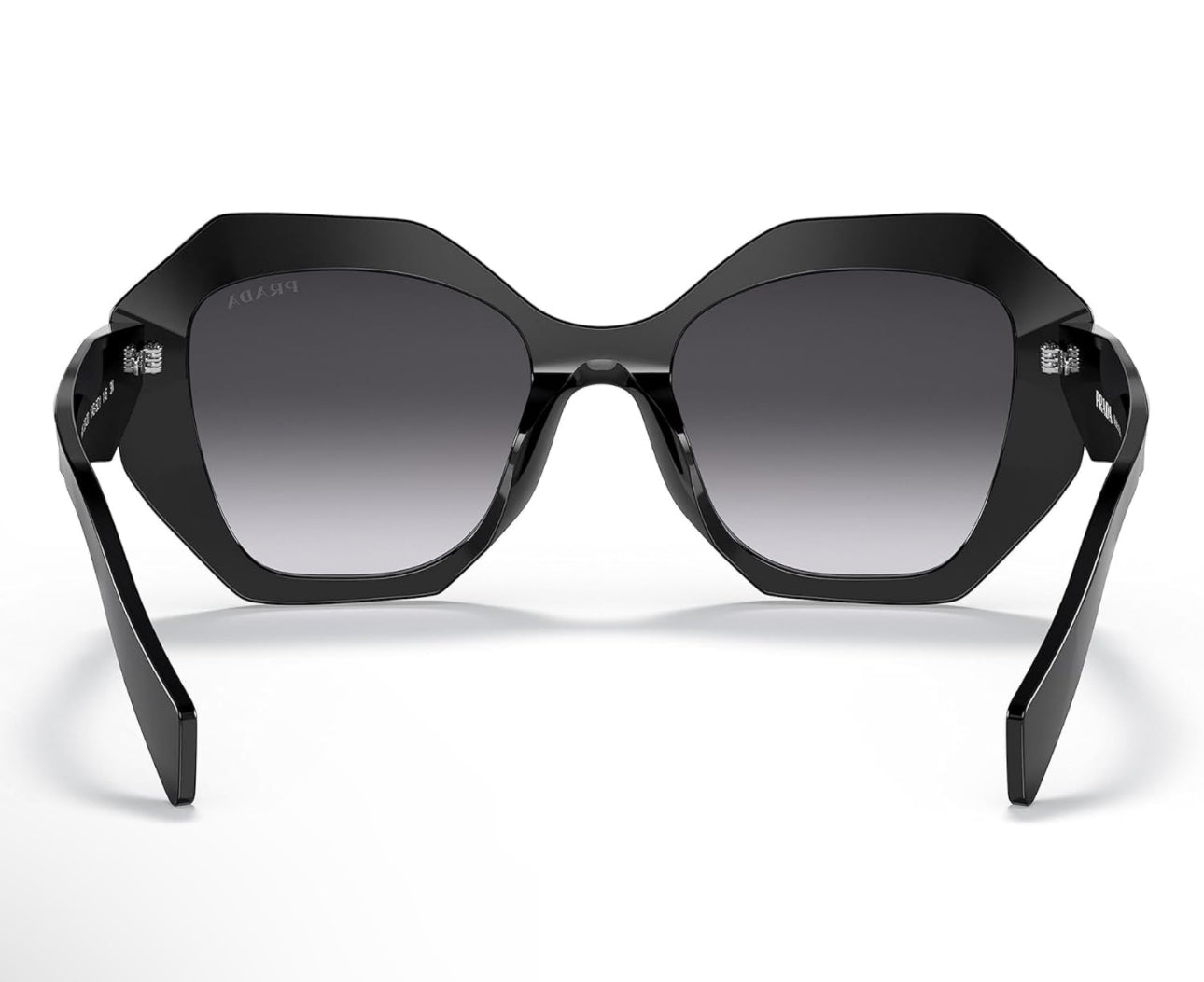 Prada PR16WS 1AB5D1 Black Geometric Sunglasses with Grey Gradient Lens + Case