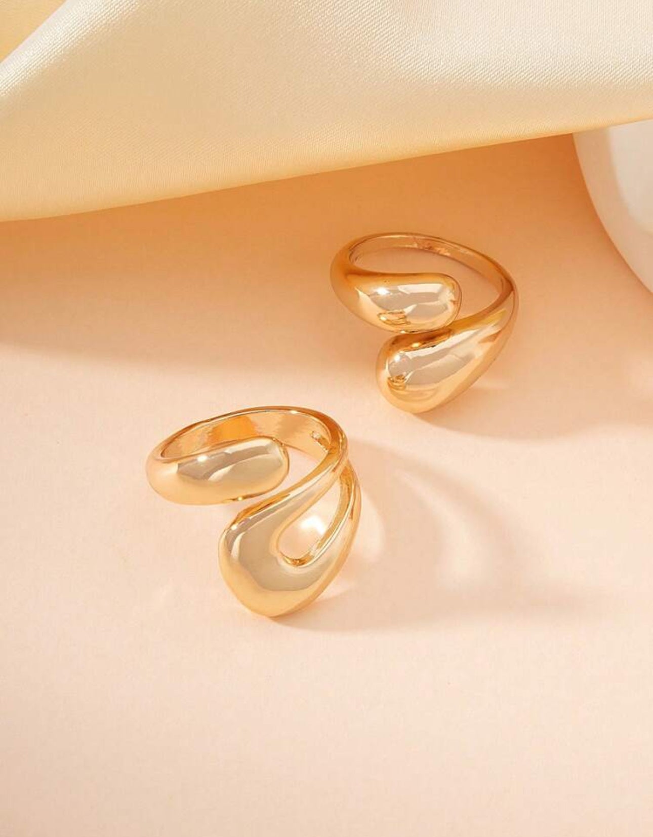 Chunky Gold Teardrop Open Rings Set for Women – Trendy Elegant Fashion Jewelry
