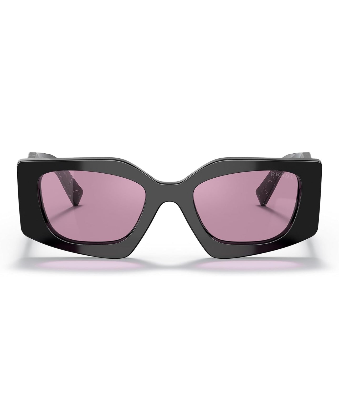 Prada Sunglasses Irregular Black Frame Purple Mirror Lens PR 15YS 1AB07Q with Case