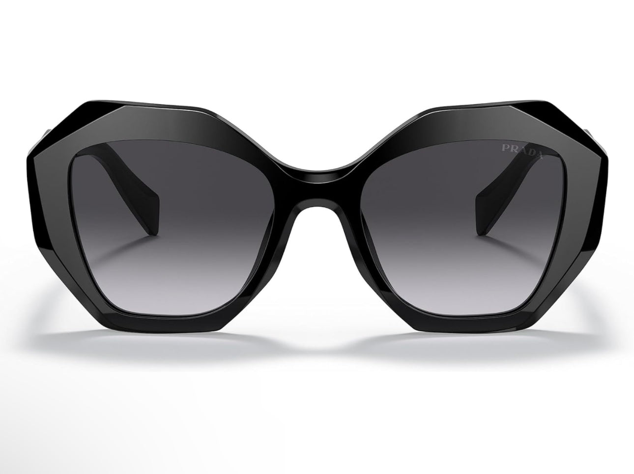 Prada PR16WS 1AB5D1 Black Geometric Sunglasses with Grey Gradient Lens + Case