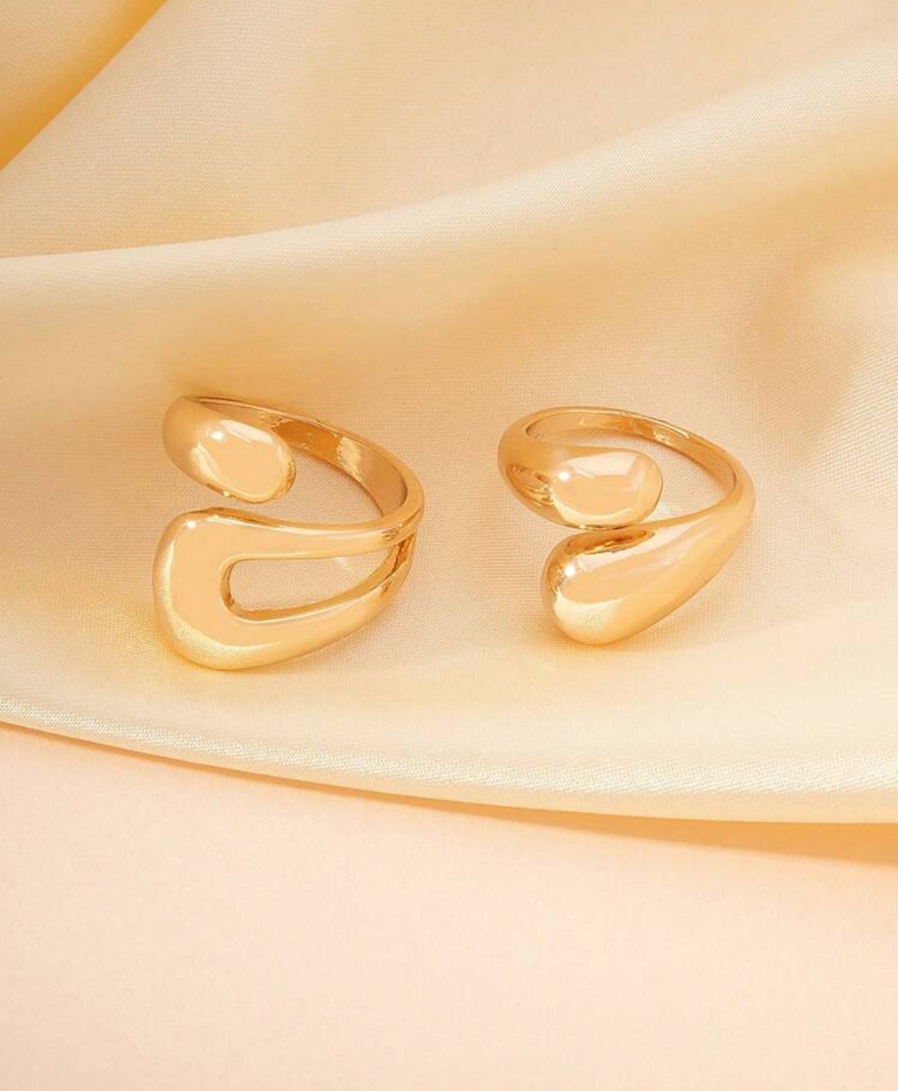 Chunky Gold Teardrop Open Rings Set for Women – Trendy Elegant Fashion Jewelry