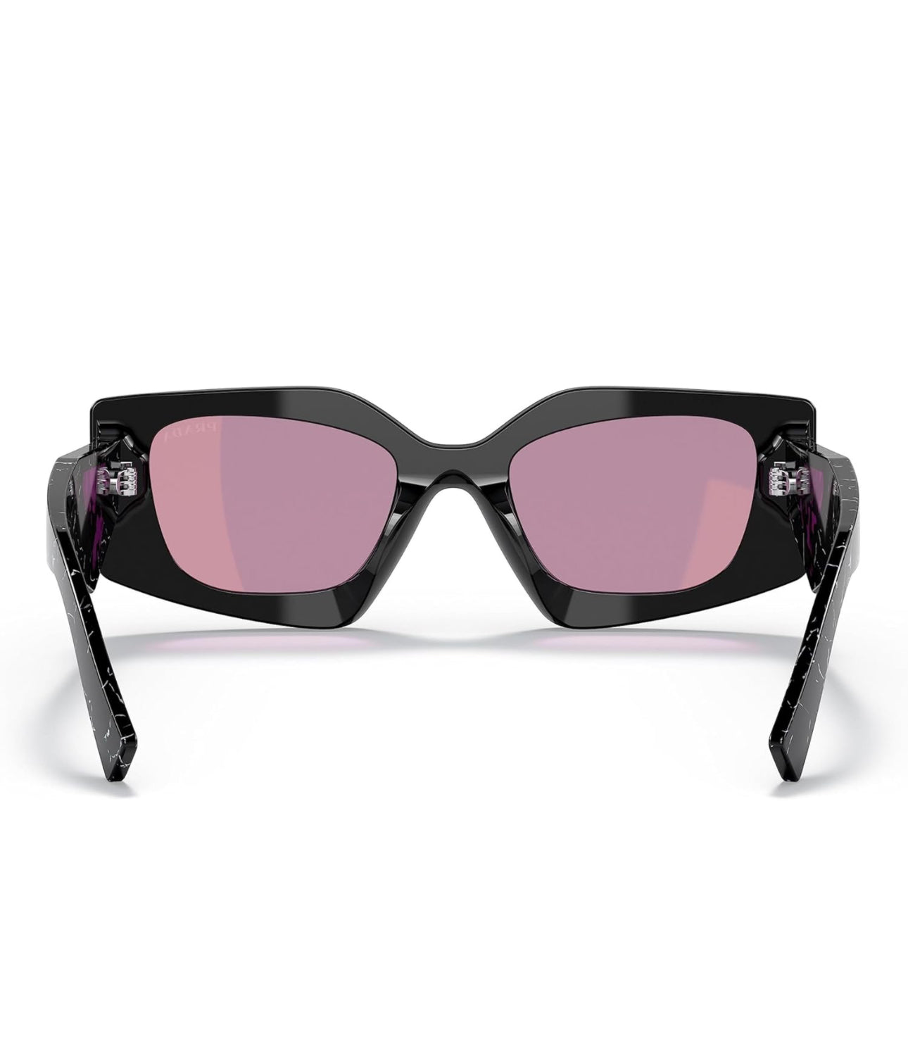 Prada Sunglasses Irregular Black Frame Purple Mirror Lens PR 15YS 1AB07Q with Case
