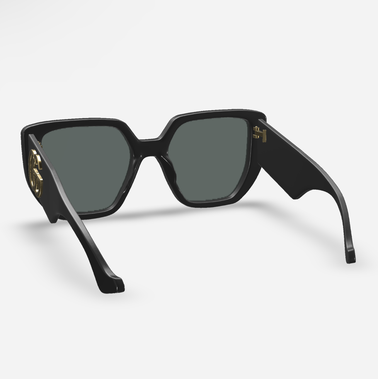Gucci Geometric Sunglasses 003 Black Frame Gold logo, Dark Grey Lenses 54mm, GG0956S