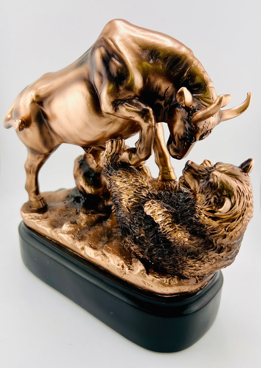 Charging Bull Statue – 9” Bronze Finish Figurine for Wealth, Strength & Success – Office Desk, Home Decor, Stock Market Gift