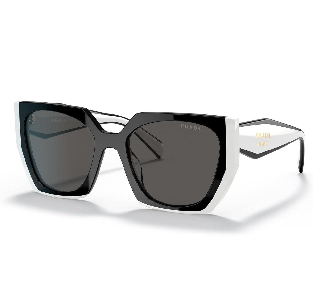 Rectangular PRADA Women's Sunglasses PR15WS Black&White Frame, Gradient Lenses