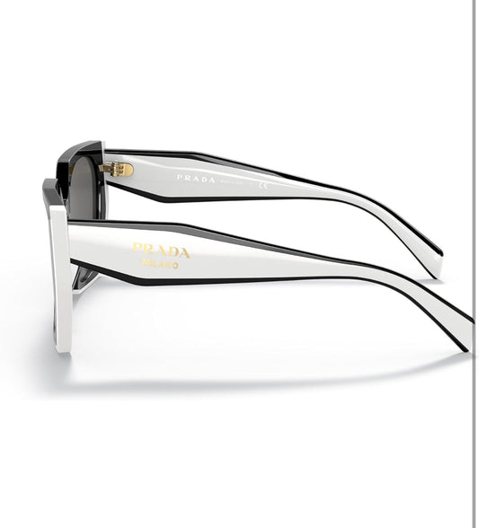 Rectangular PRADA Women's Sunglasses PR15WS Black&White Frame, Gradient Lenses