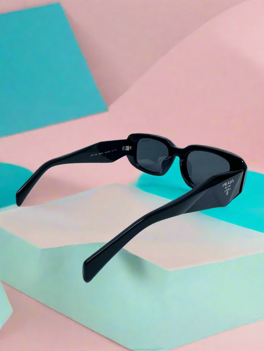 Prada Black Rectangle Sunglasses PR 17WS 49MM, Dark Grey Lenses