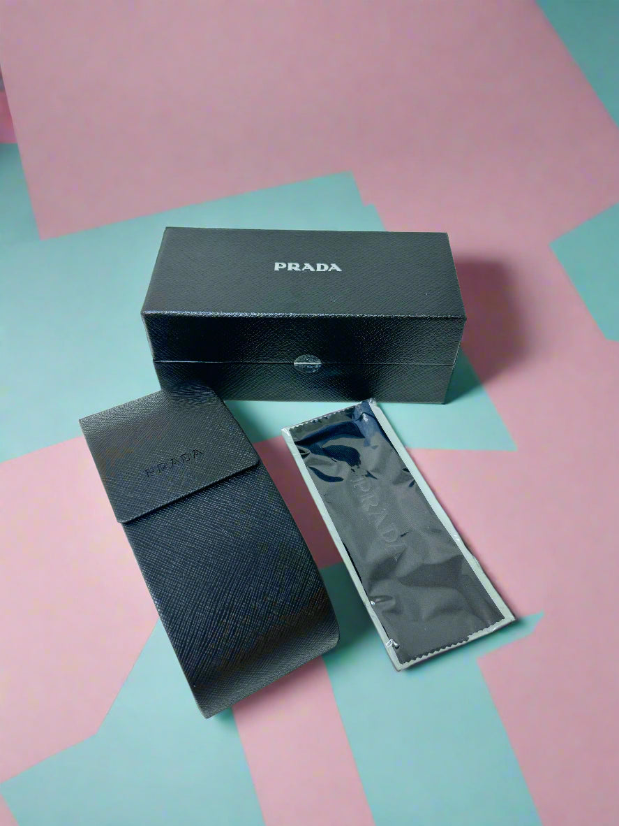 Prada Black Rectangle Sunglasses PR 17WS 49MM, Dark Grey Lenses