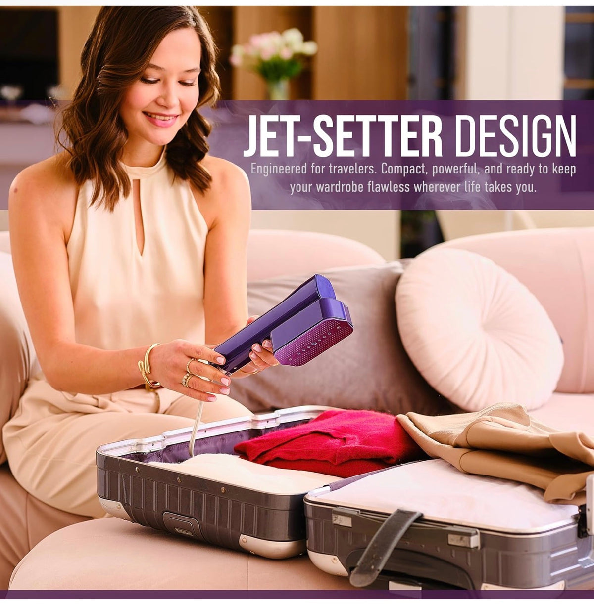 Mini Steam Iron & Travel Garment Steamer, Handheld Clothes Steamer, Fabric Steamer for Home & Travel