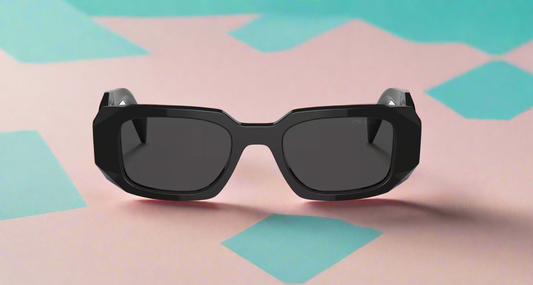 Prada Black Rectangle Sunglasses PR 17WS 49MM, Dark Grey Lenses