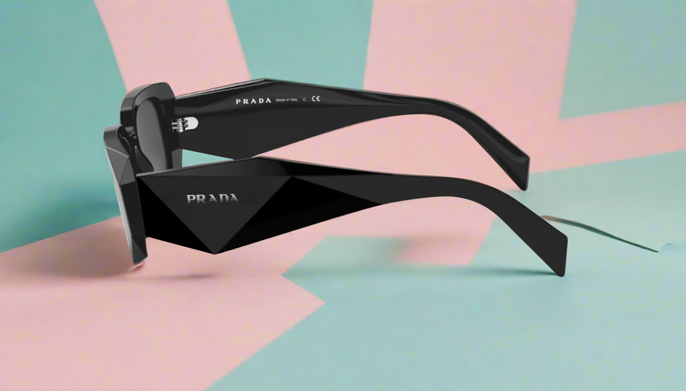 Prada Black Rectangle Sunglasses PR 17WS 49MM, Dark Grey Lenses