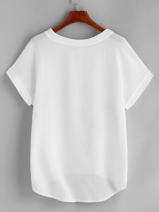 Bird Print Chiffon Top