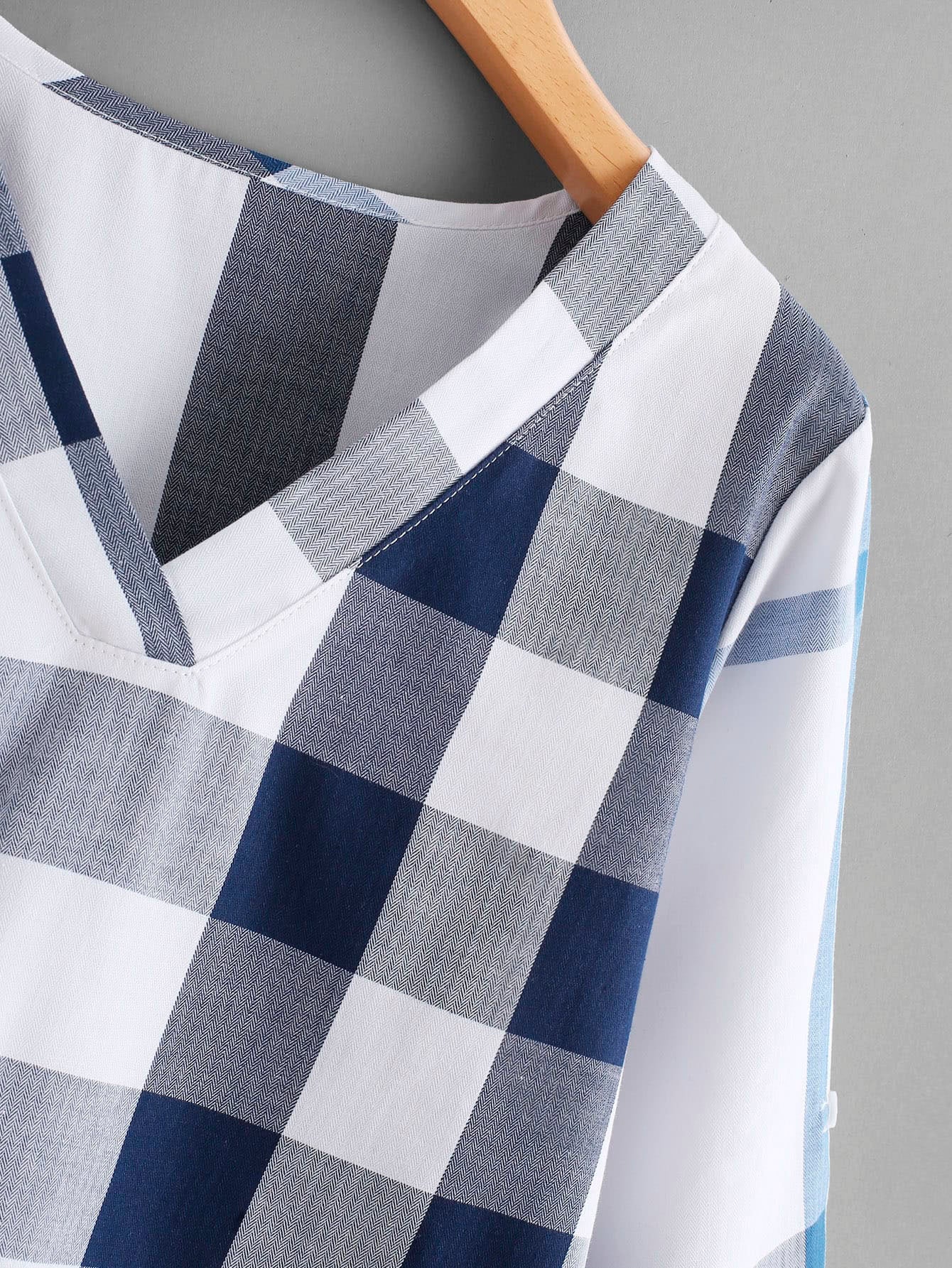 Plaid Cotton Long Sleeve Blouse