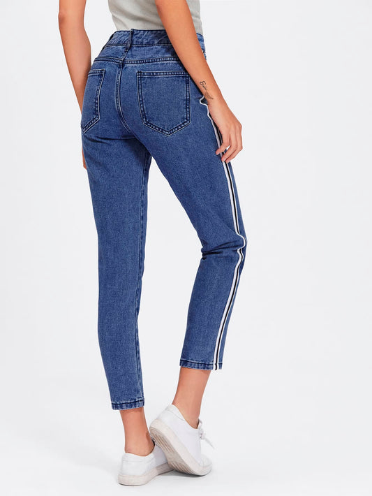 Blue Stretch Cotton Skinny Jeans