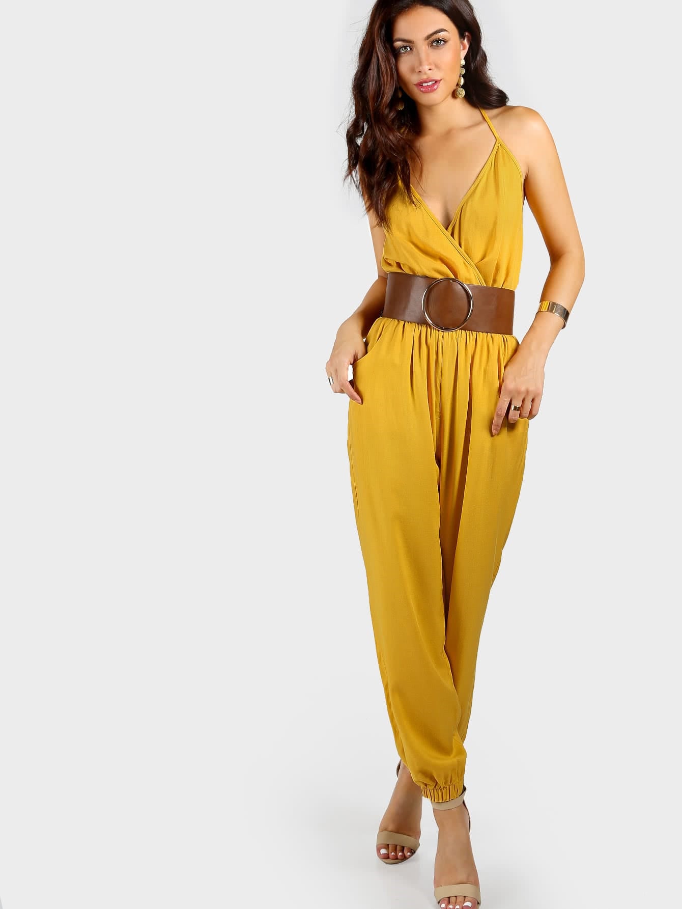 Cotton Warm Yellow Sleeveless Jumpsuit