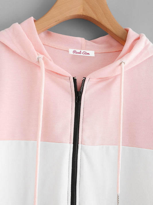 Women's Zipper Hooded 3 Color Jacket