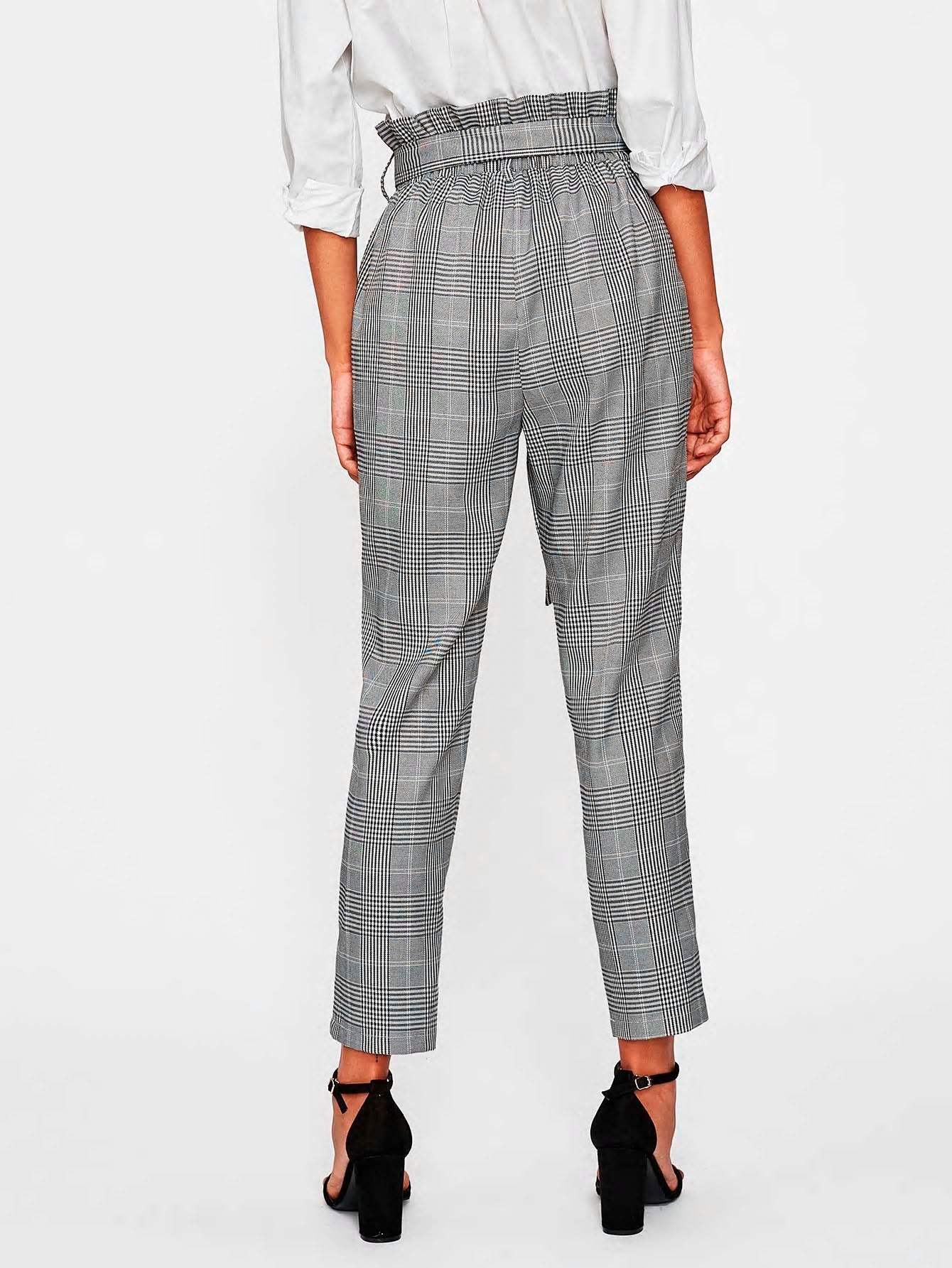 Grey High Ruffle Waisted Pants