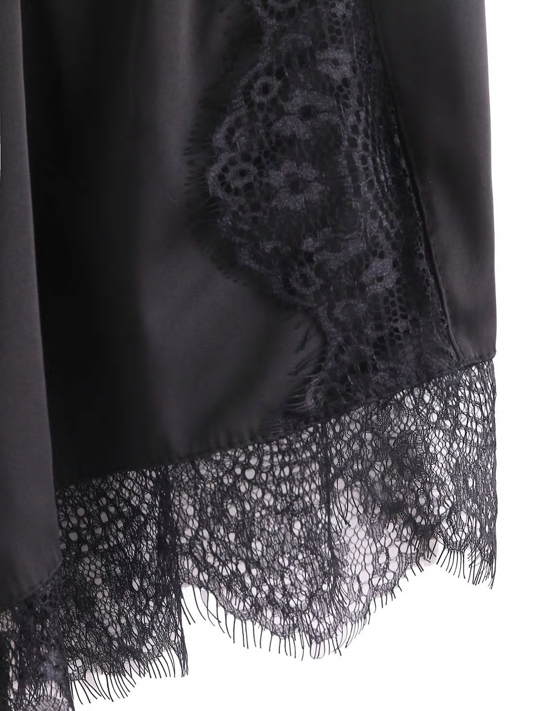 Black Lace Trim Satin Night Shorts