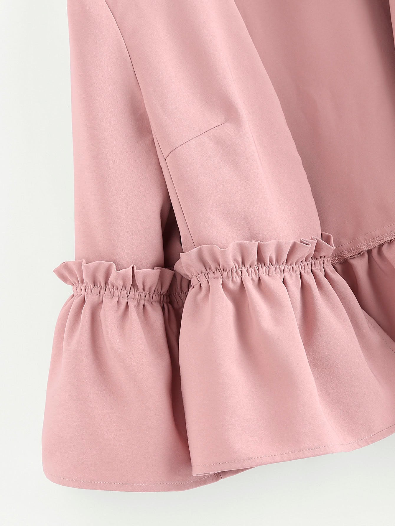 Ruffled Pale Pink Long Sleeve Jacket