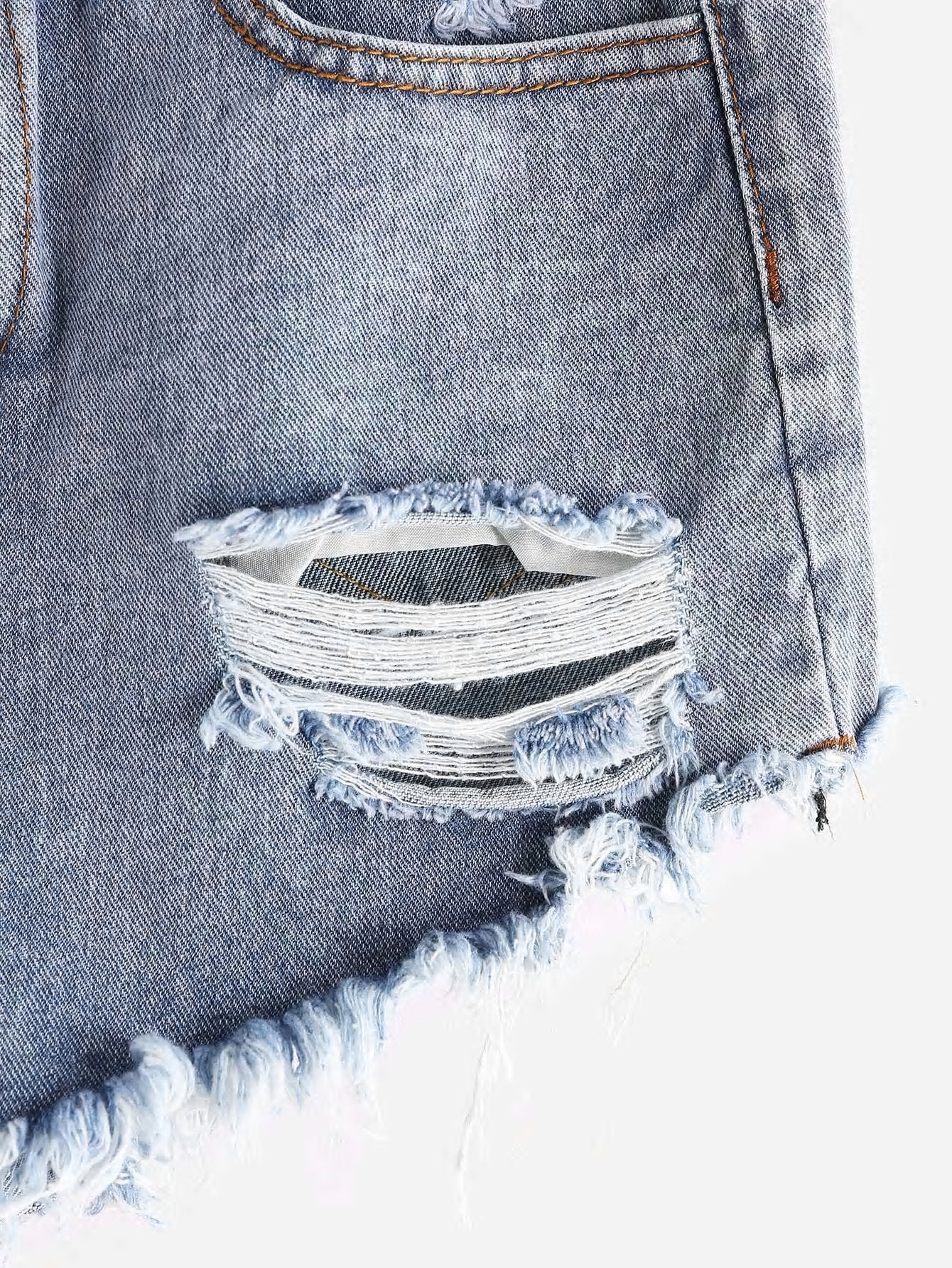 Light Blue Washed Distressed Frayed Jeans Shorts Denim Womenswear Trend