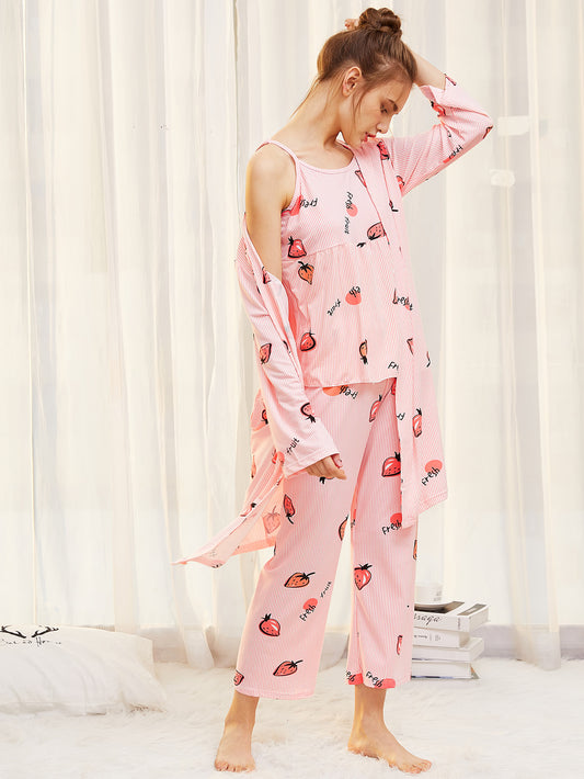 Conjunto Pijama Rosa 3 en 1