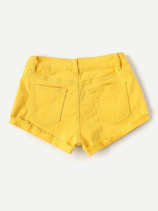 Yellow Denim Shorts