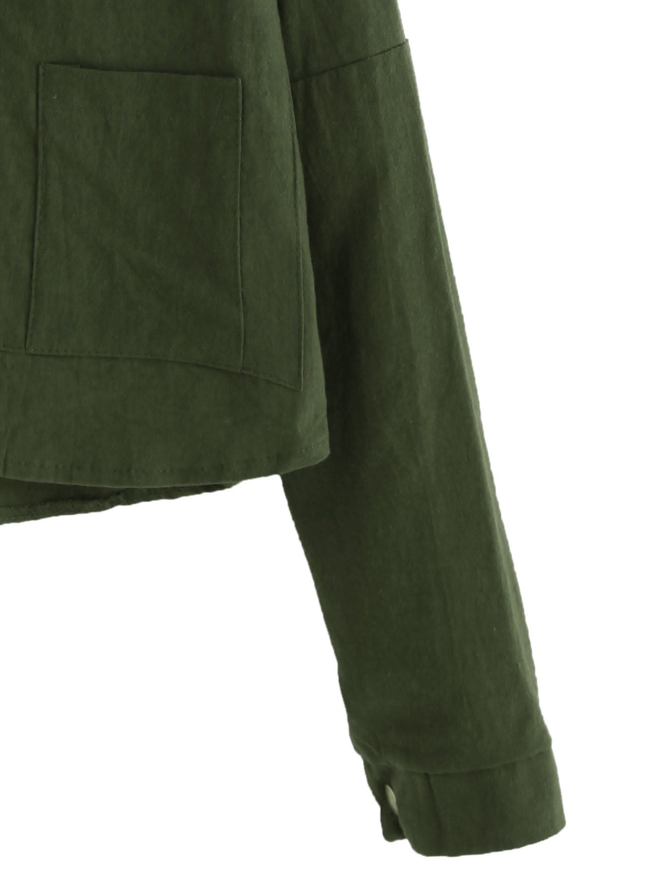 Green Shirt with Double Patch Pockets and Golden Buttons