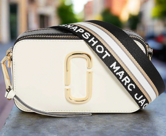 Marc Jacobs Women's The Snapshot White Multi Leather Shoulder Bag Crossbody Purse & Dust bag