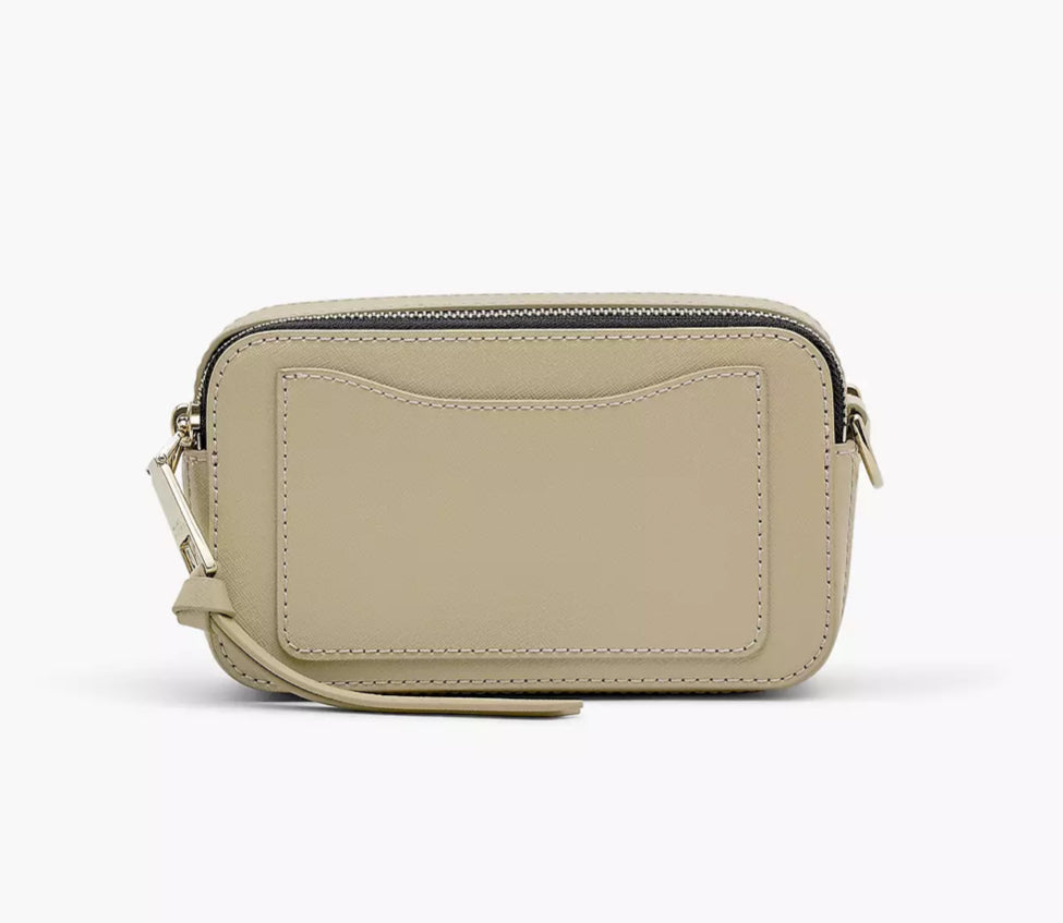 Marc Jacobs Women's The Snapshot Khaki Leather Shoulder Bag Crossbody Purse & Dust bag