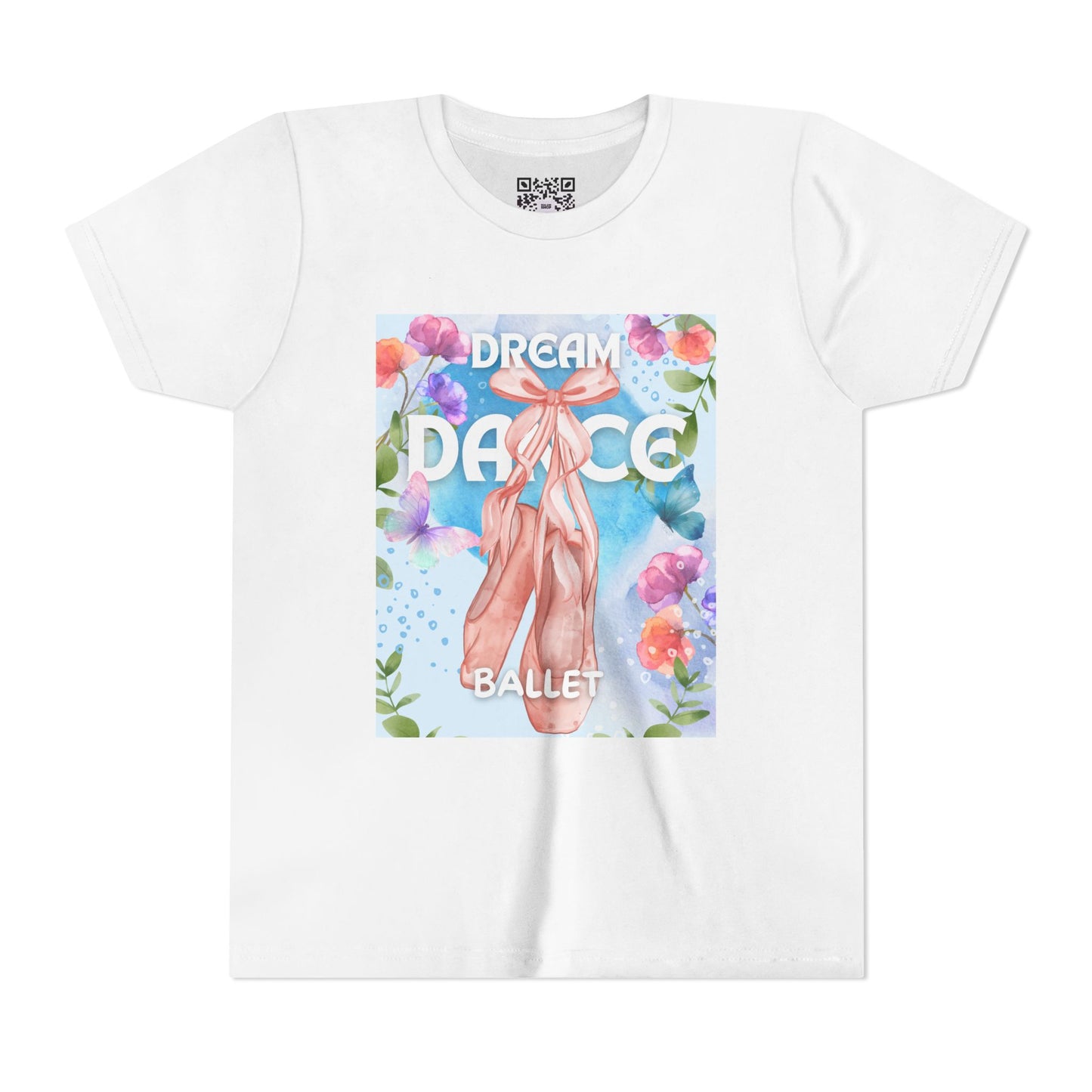 Gentle Floral Butterfly Ballerina Youth Tee Dream Dance Ballet