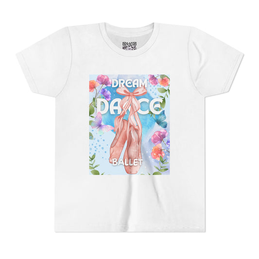 Gentle Floral Butterfly Ballerina Youth Tee Dream Dance Ballet
