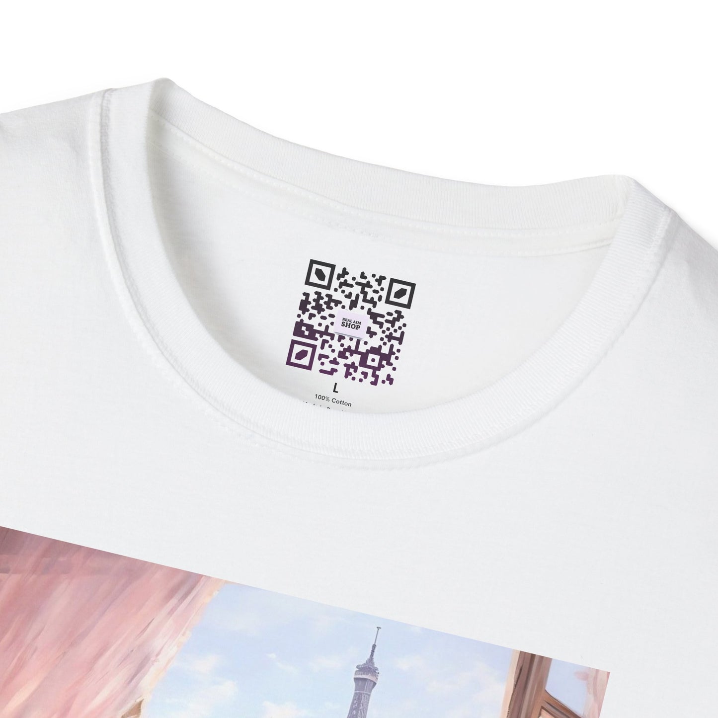 Paris Balcony Floral T-Shirt — Eiffel Tower Morning View