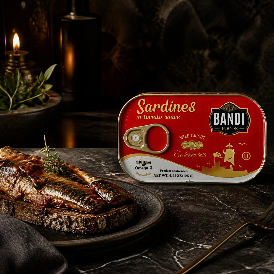 Bandi Foods Wild Caught Sardines Variety Pack, Tomato Sauce and Vegetable Oil, 4.41 oz Each, 6 Pack