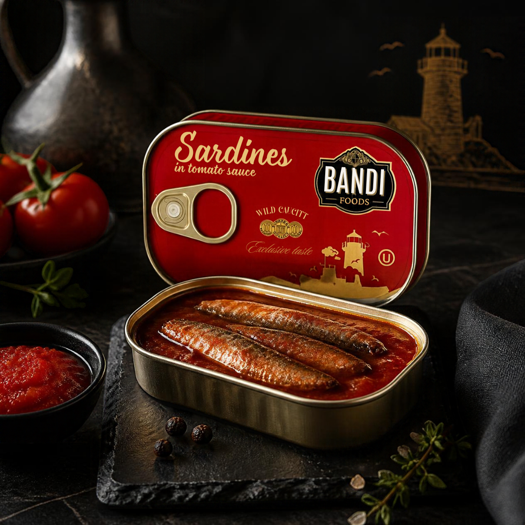 Bandi Foods Wild Caught Sardines Variety Pack, Tomato Sauce and Vegetable Oil, 4.41 oz Each, 6 Pack