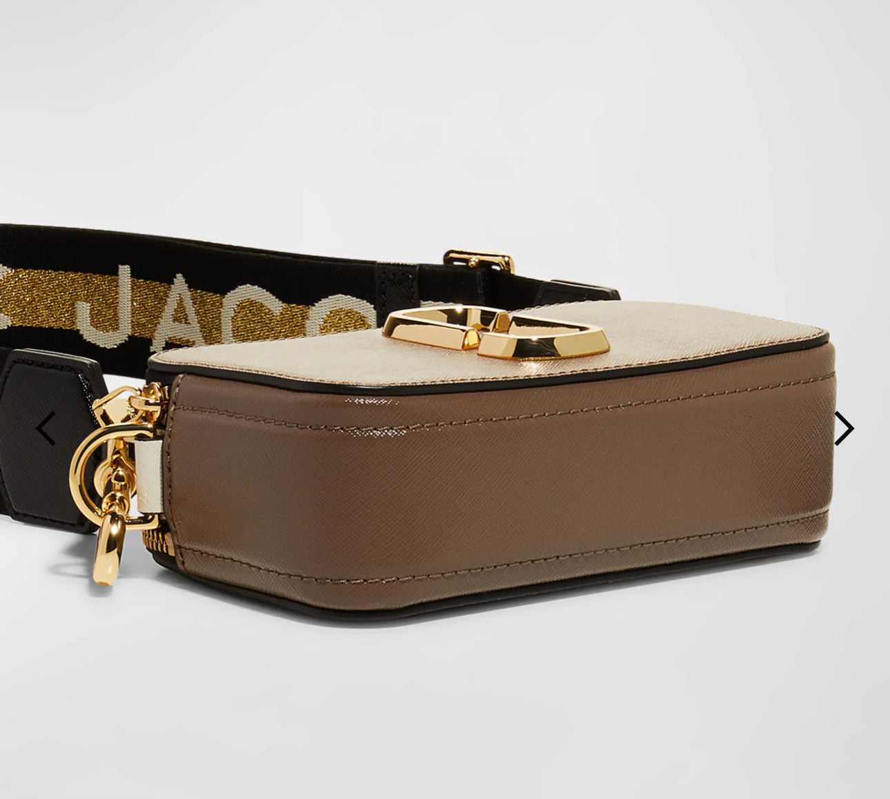 Marc Jacobs The Snapshot Dark Beige&White Color block Shoulder Bag, French Grey Multi Crossbody