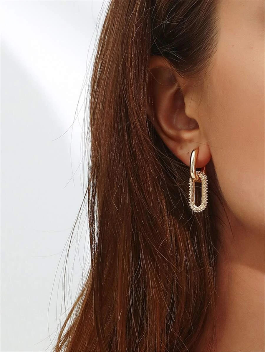 Chain Link Earrings for Women Gold Plated Paperclip Link Earrings