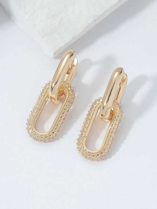 Chain Link Earrings for Women Gold Plated Paperclip Link Earrings