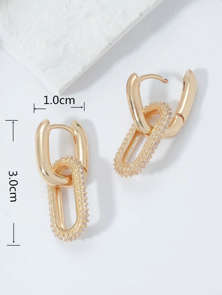 Chain Link Earrings for Women Gold Plated Paperclip Link Earrings