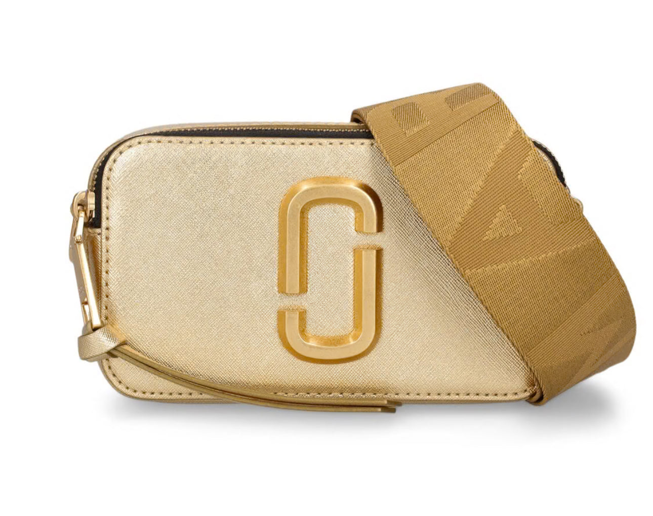 Marc Jacobs Women's The Snapshot Gold Leather Shoulder Bag Crossbody Purse & Dust bag