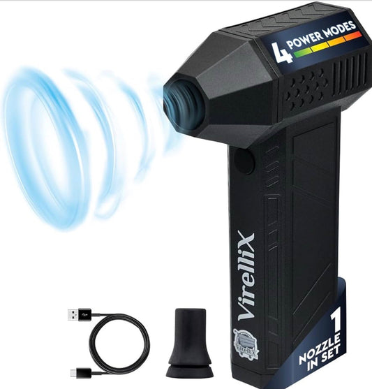 Powerful Electric Air Duster for PC - Turbojet 150000 RPM Air Blaster for Car Detailing - Rechargeable Air Blower for Electronics or Household Dust Cleaner